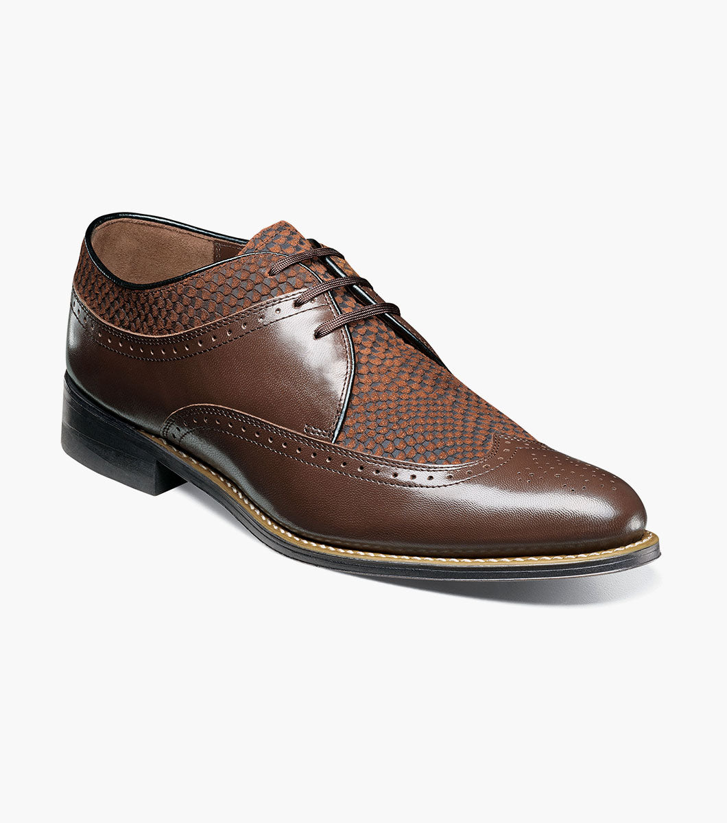 7 Stacy Adams DAYTON Python Print Wingtip Oxford Brown by  display picture 1