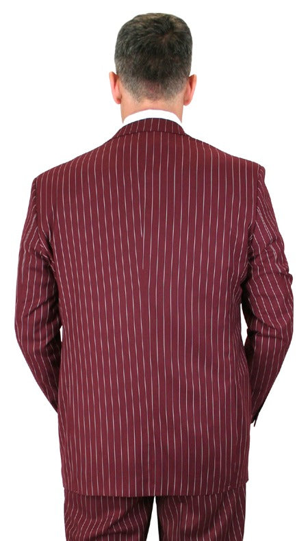 Bullock Suit - Burgundy Stripe - 38 Short Jacket+32 Waist Adjustable 28to34)(Height: 5 4 to5 7 )(Neck 15-16.5)S-M)