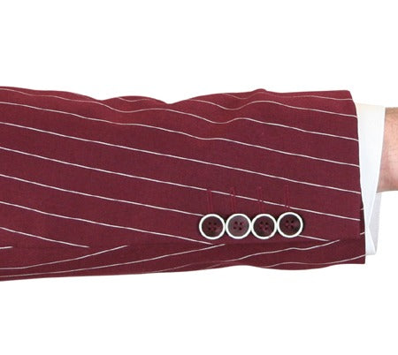 Bullock Suit - Burgundy Stripe - 38 Short Jacket+32 Waist Adjustable 28to34)(Height: 5 4 to5 7 )(Neck 15-16.5)S-M)