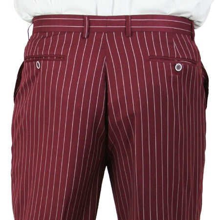 Bullock Suit - Burgundy Stripe - 38 Short Jacket+32 Waist Adjustable 28to34)(Height: 5 4 to5 7 )(Neck 15-16.5)S-M)