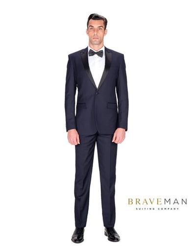Mens Navy Blue Wedding Tuxedo - Dark Blue Tuxedo homecoming Suit" Navy Slim Peak Tuxedo