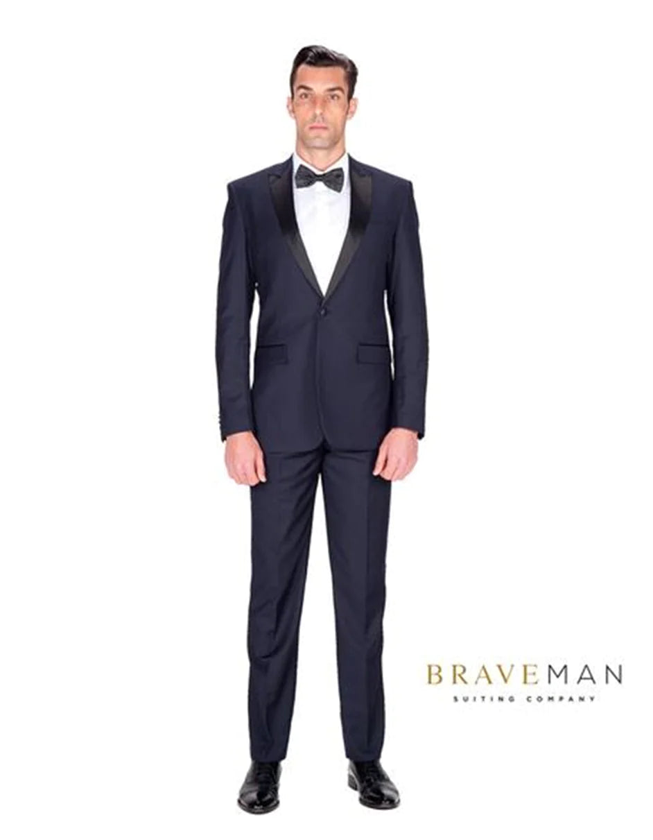 Mens Navy Blue Wedding Tuxedo - Dark Blue Tuxedo Suit" Navy Slim Peak Tuxedo - 34 Short