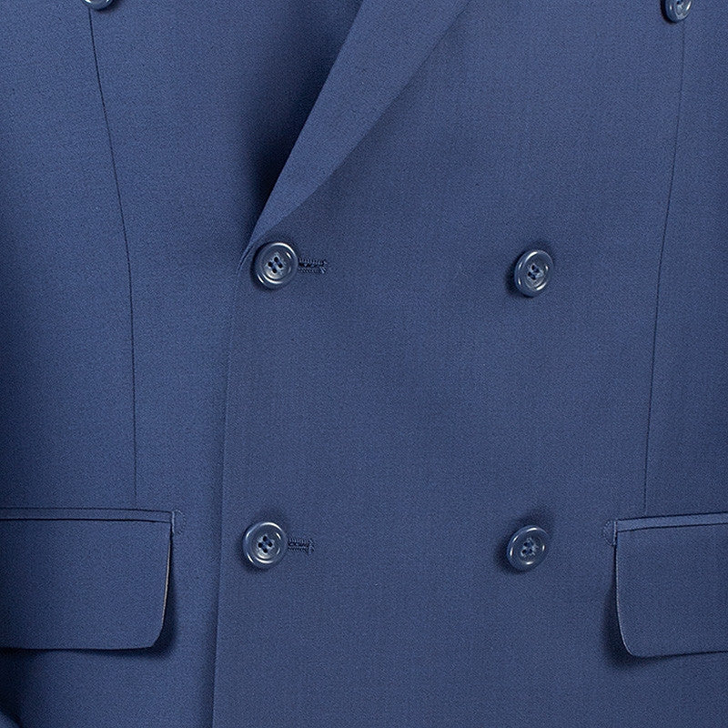 Ramses Collection - Blue Regular Fit Double Breasted 2 Piece Suit with Flexible Elastic Waistband - Blue