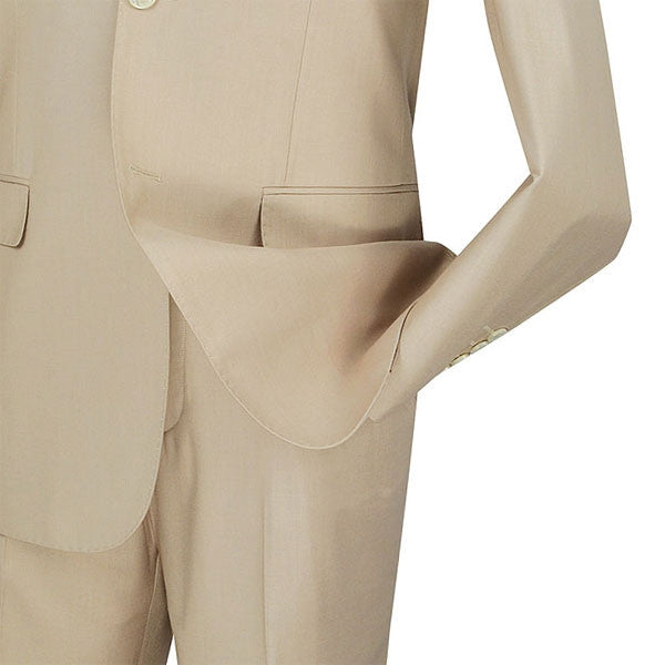 Slim Fit Men's Suit 2 Piece 2 Button in Light Beige - Light Beige