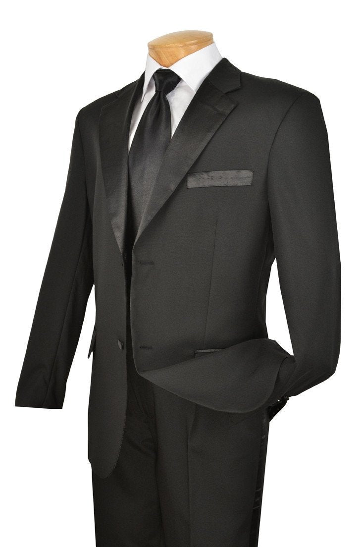 Royale Collection - Regular Fit 2 Piece Tuxedo in Black - Black
