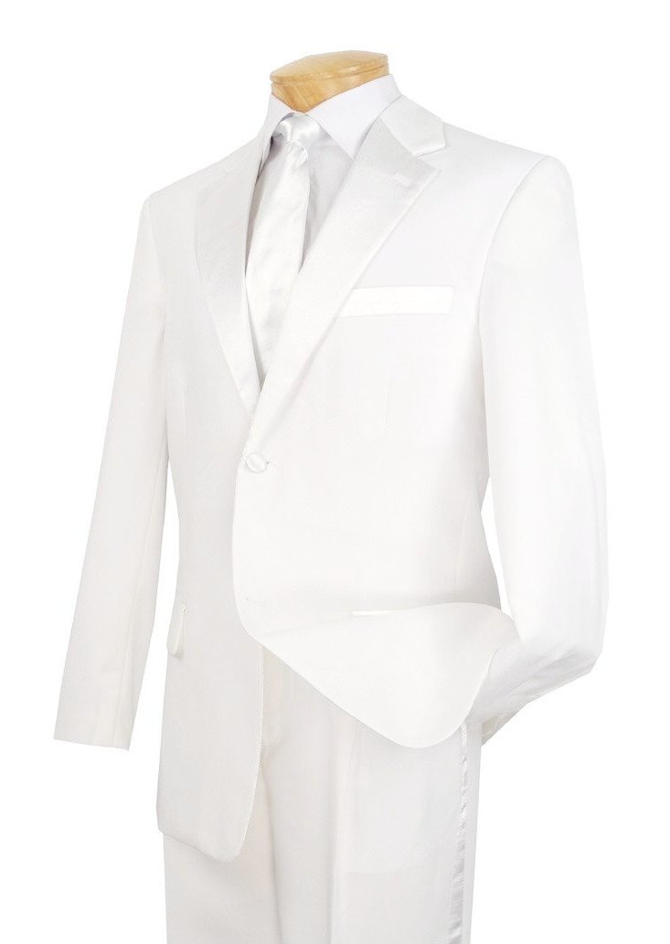 (38R, 46R) Regular Fit 2 Piece Tuxedo In White - White