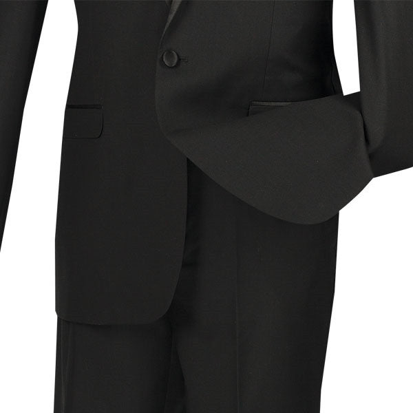 Kingsman Collection - Shawl Collar Slim Fit Tuxedo 2 Piece 1 Button Black - Black