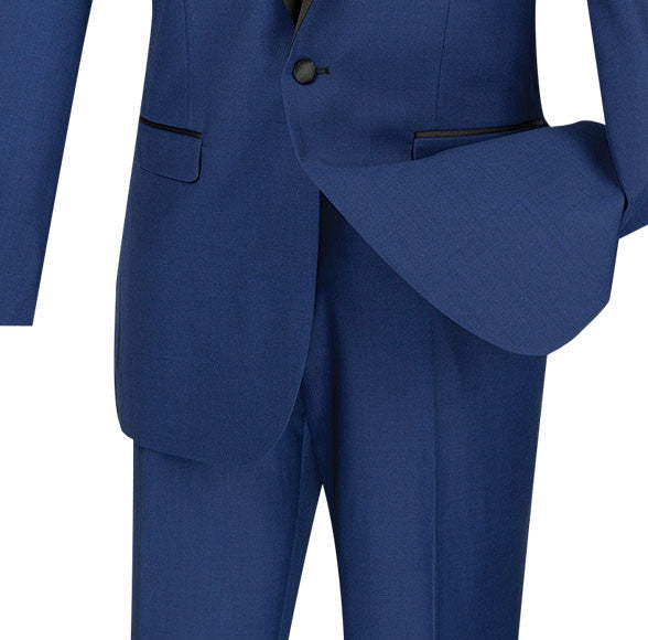 Kingsman Collection - Shawl Collar Slim Fit Tuxedo 2 Piece 1 Button in Blue - Blue