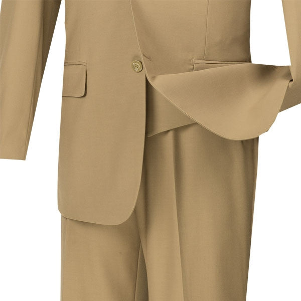 Morgan Collection - Regular Fit 3 Piece Suit 2 Button Khaki - Khaki