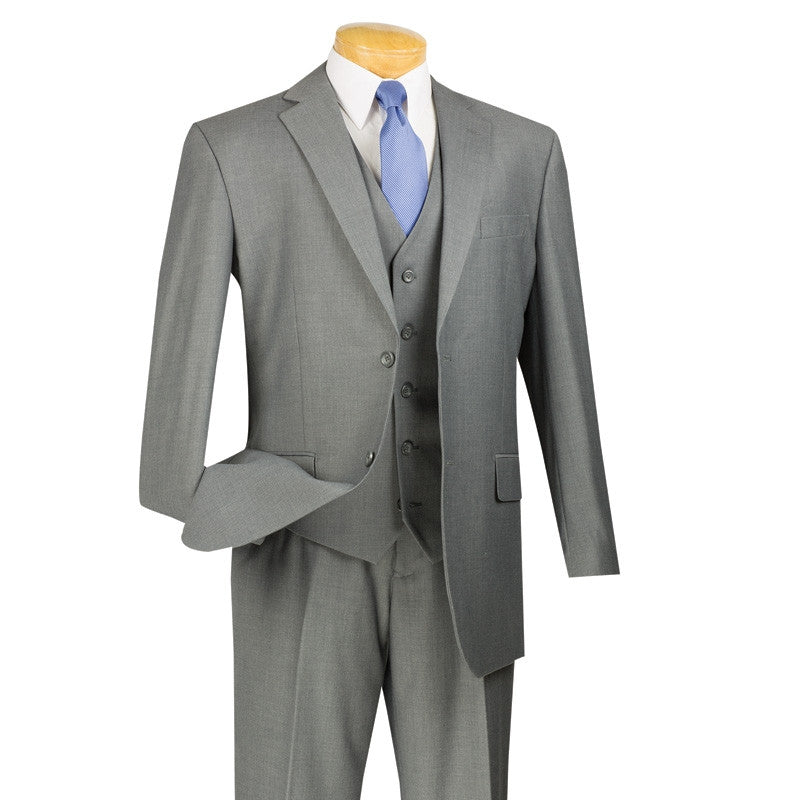Morgan Collection - Regular Fit 3 Piece Suit 2 Button Medium Gray - Medium Gray