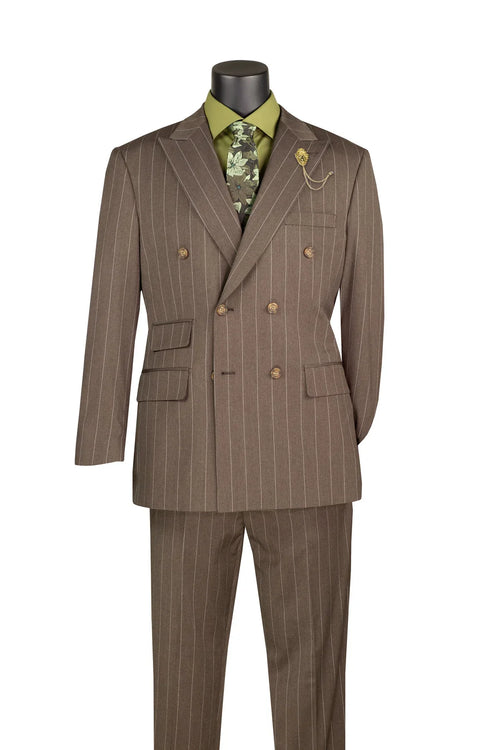 Men's Brown Pinstripe Double Breasted Suit