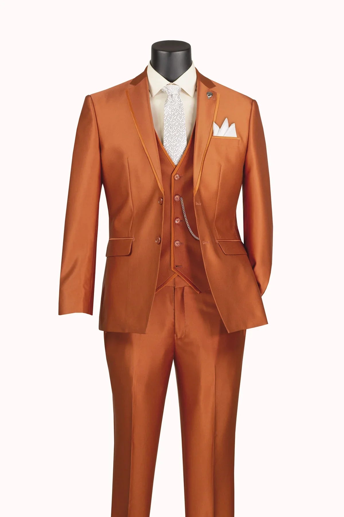 Men's Rust Solid Three Piece Suit