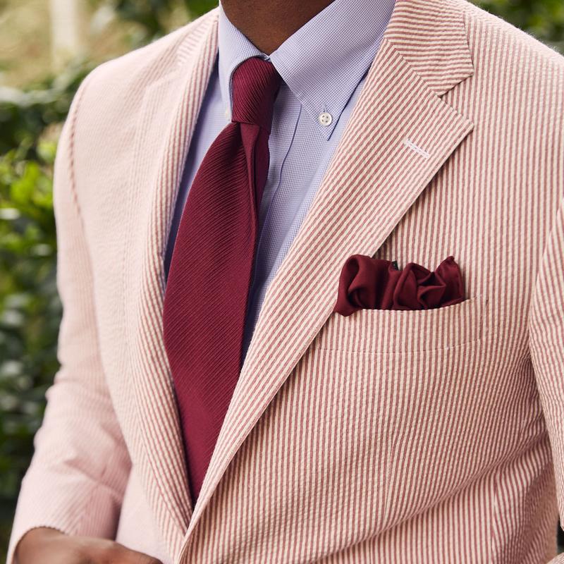 Seersucker Blazer - "Hurricane Red" Seersucker Sport Coat Hurricane Red Seersucker Stretch Sport Coat - 38 R