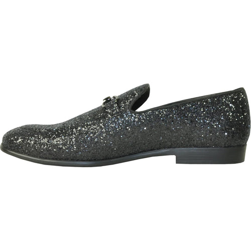 "Black Sequin Prom 2026 Tuxedo Loafer - Modern Men's Glitter Footwear"