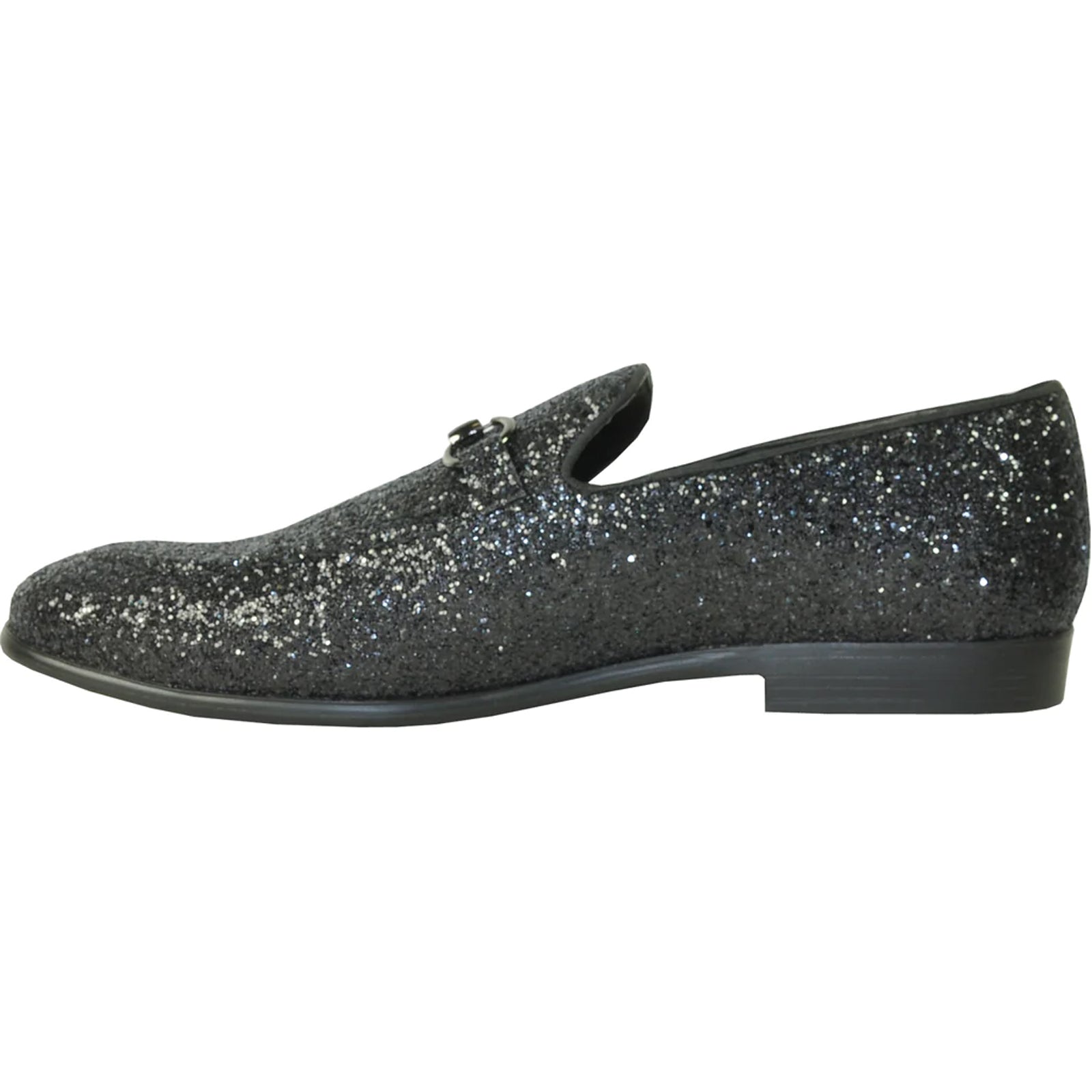 "Black Sequin Prom 2025 Tuxedo Loafer - Modern Men's Glitter Footwear" - 7M