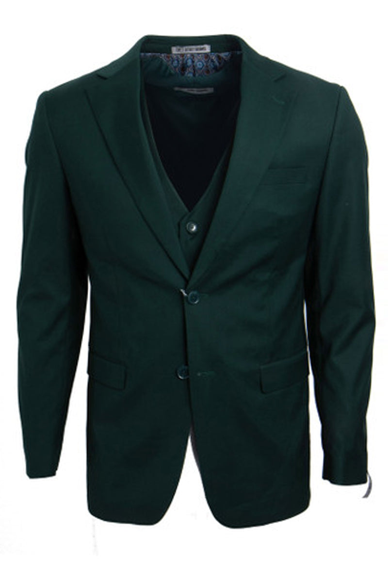 "Mens Stacy Adams Suit - Stacy Adams Suit Men's Two Button Vested Suit in Hunter Green" - 34 Regular