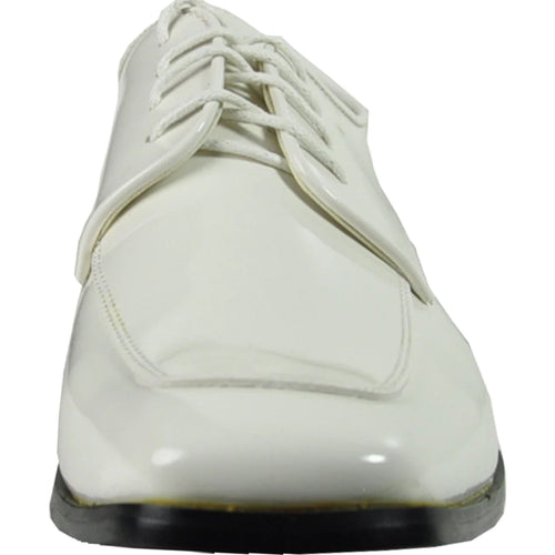 "Ivory Men's Classic Moc Toe Patent Tuxedo Prom 2026 Shoe"
