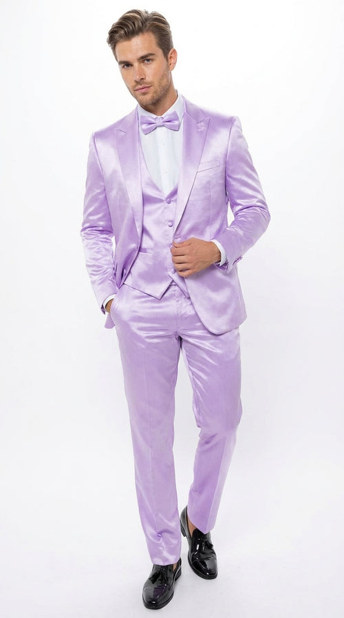 Men’s Lavender Tuxedo – Shiny Light Purple Wedding & Prom Tuxedo Suit