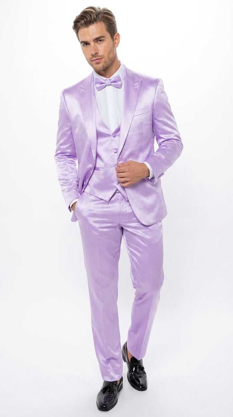 Men’s Lavender Tuxedo – Shiny Light Purple Wedding & Prom Tuxedo Suit