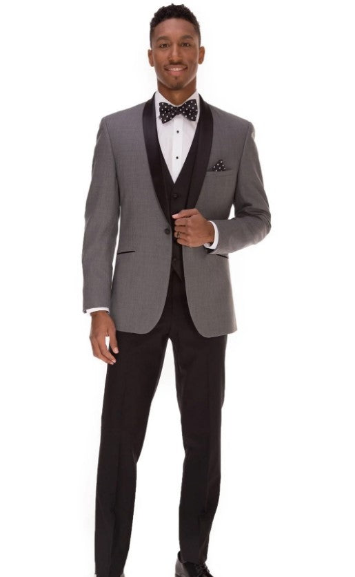 Mens Grey Shawl Lapel Tuxedo Jacket - Coat Size 38