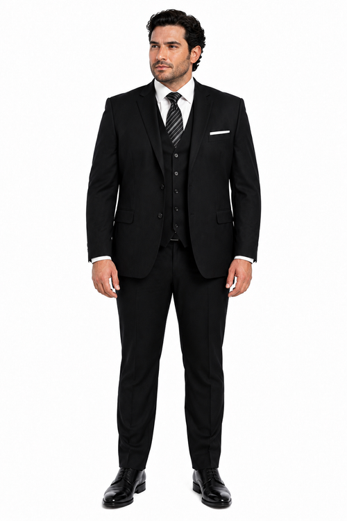 100 Percent Black Wool Suit - Mens Classic Wool Business Black Suits - New Arrival