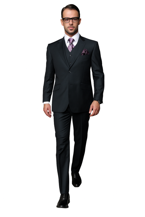 100 Percent Wool Fit Suit - Mens Wool Business EggplantSuits - New Arrival