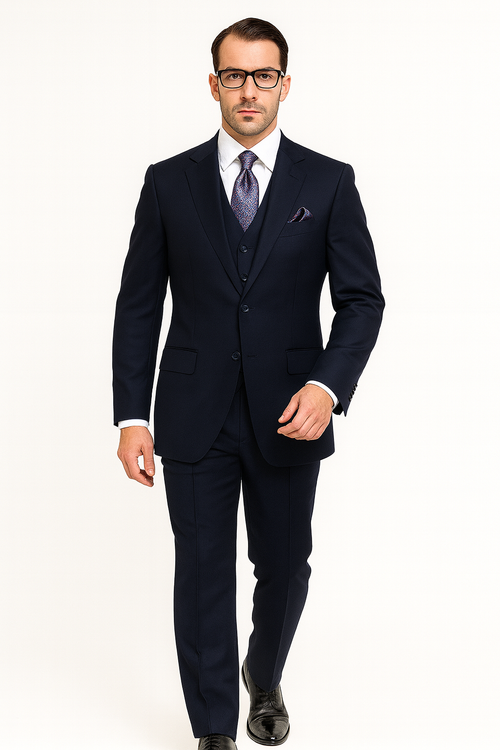 100 Percent Wool Fit Suit - Mens Wool Business EggplantSuits - New Arrival