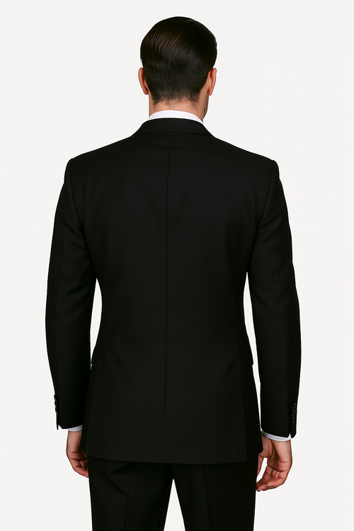 100 Percent Wool Suit - Mens Classic Wool Business Black Suits - New Arrival