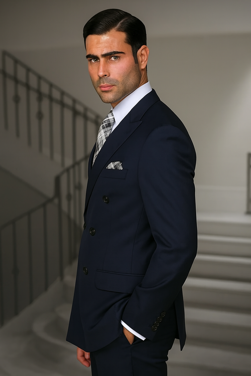 100 Percent Wool Suit - Mens Classic Wool Business Black Suits - New Arrival