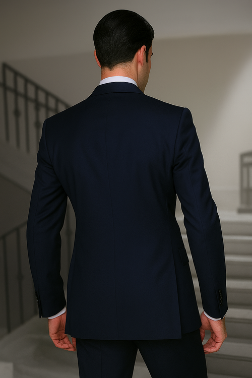 100 Percent Wool Suit - Mens Classic Wool Business Black Suits - New Arrival