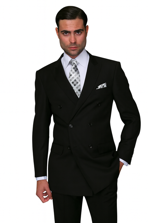 100 Percent Wool Suit - Mens Classic Wool Business Black Suits - New Arrival