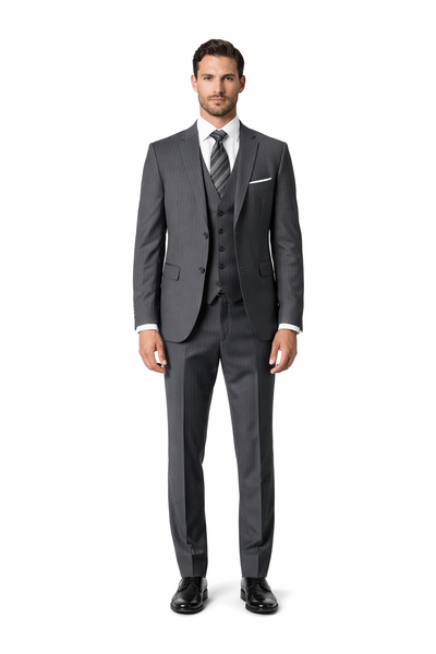 100 Percent Wool Suit - Mens Wool Fit Business Charcoal Grey Suits