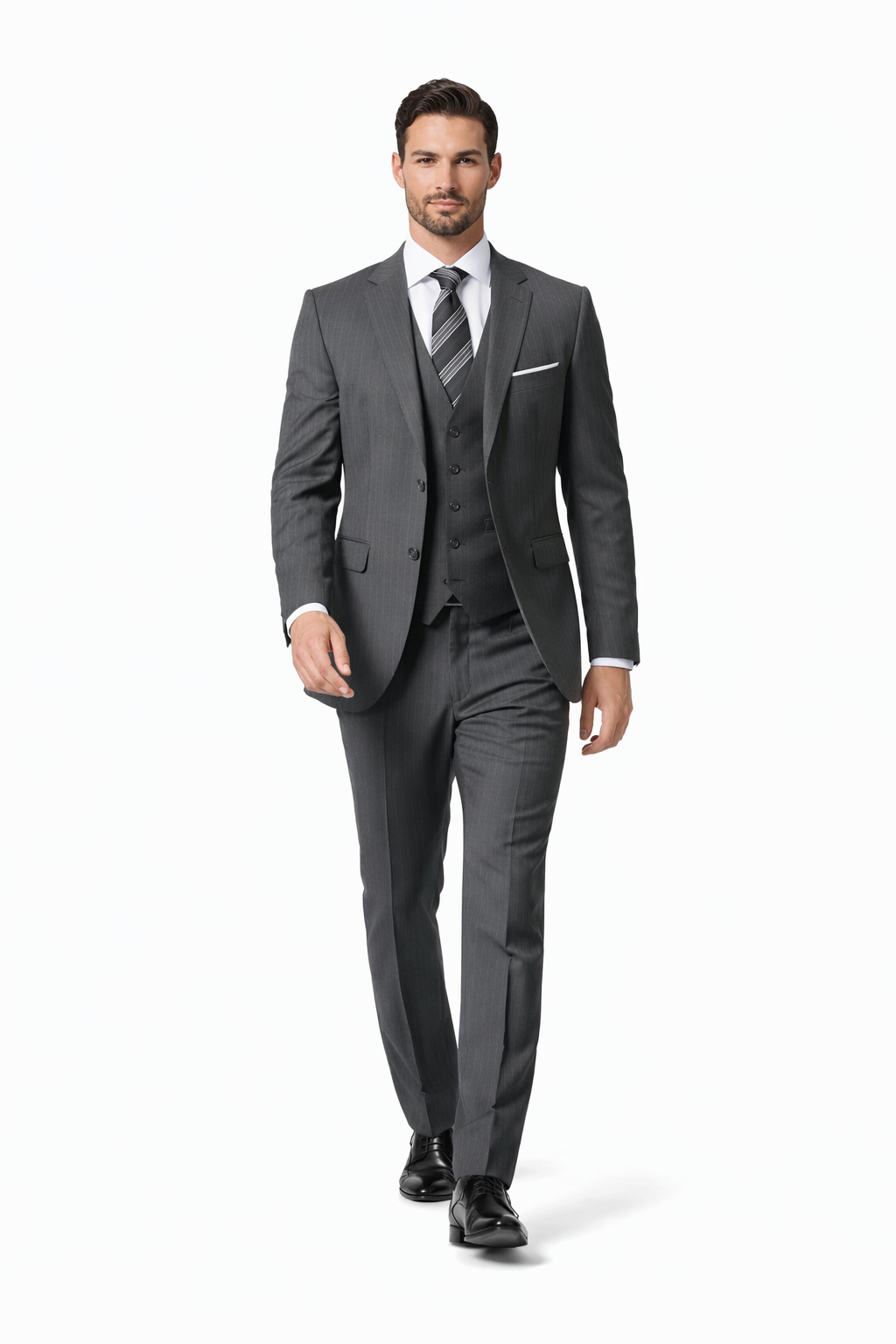 100 Percent Wool Suit - Mens Wool Fit Business Charcoal Grey Suits