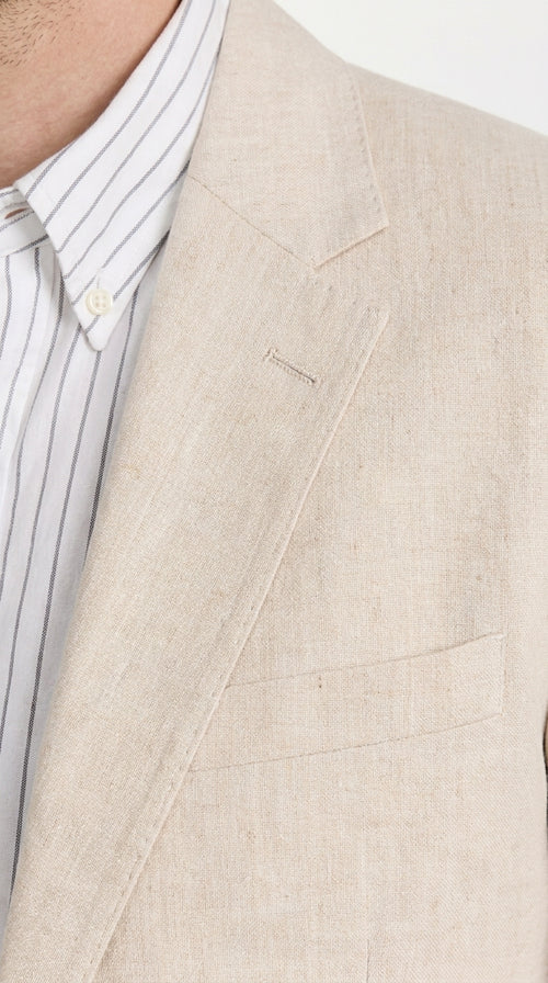 Men’s Light Tan Sport Coat – Classic Two-Button Casual Blazer for Business, Weddings & Smart Casual Wear Modern Fit Linen Fabric