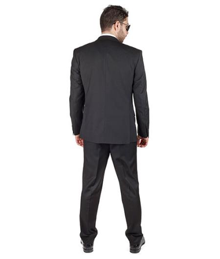 Men 3 Piece Slim Fit Double Vested Black Suit - L or Large