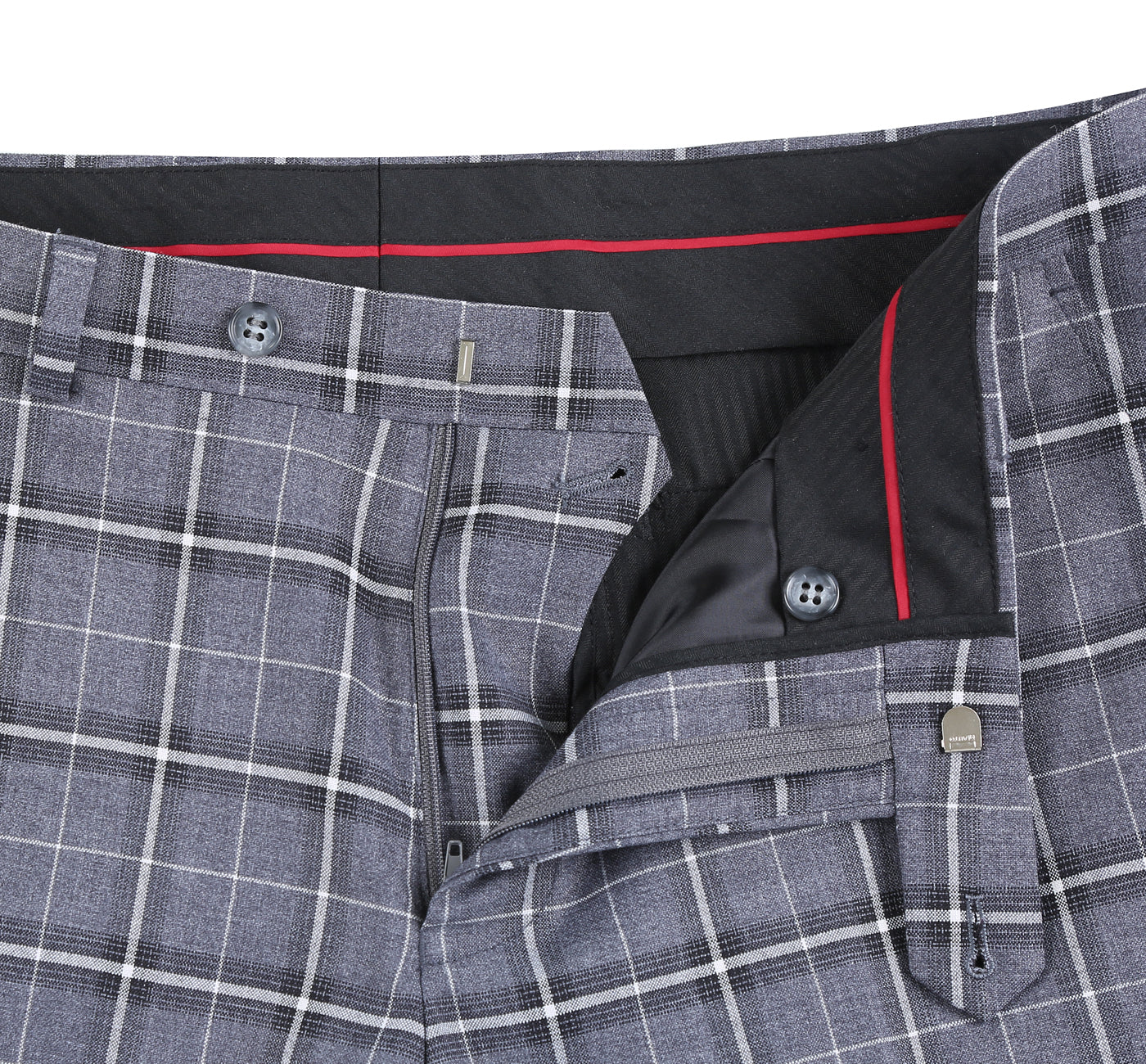293-14 Men's Classic Fit Single Breasted Grey & White Check Suits - 38Lx32W