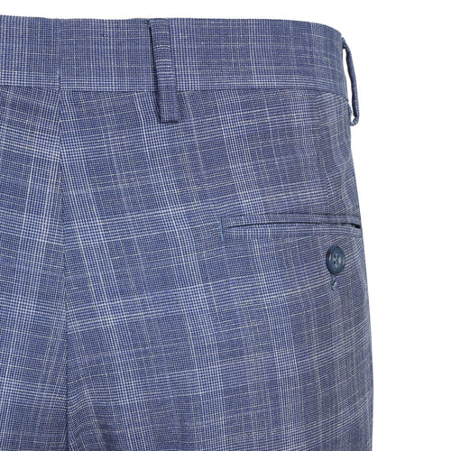 "Light Blue Slim Fit Men's Suit - Two Button, Summer Plaid Windowpane"