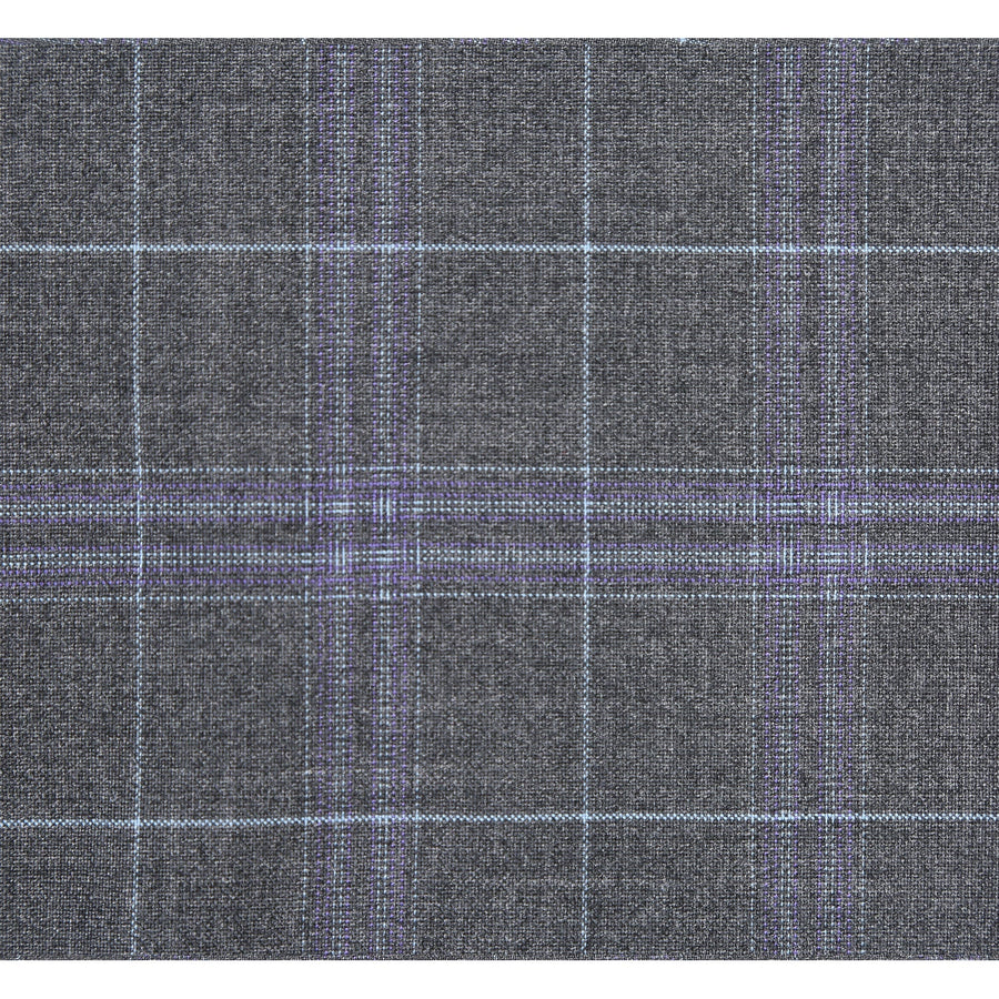 "Classic Fit Men's Two-Button Suit - Dark Grey Windowpane Plaid" - 36 Short