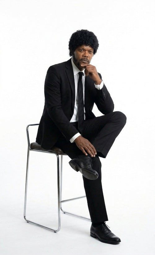 Mens Black Blazer – Jules Winnfield Inspired Pulp Fiction Style Classic Formal Blazer for Men Vintage Retro Jacket