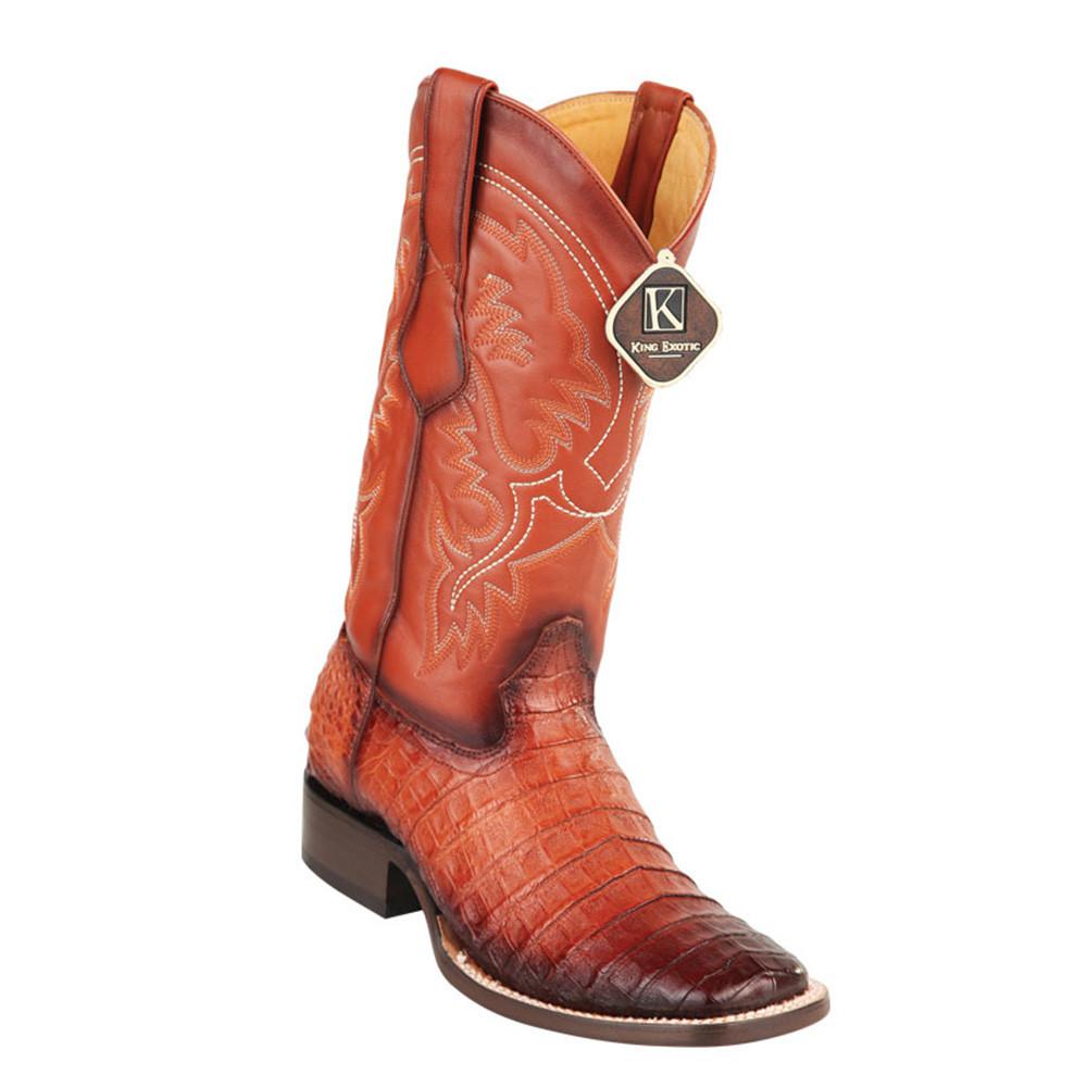 King Exotic Men's Caiman Belly Square Toe Cowboy Boot - EE