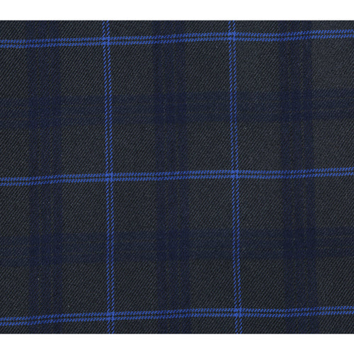 "Dark Blue Slim Fit Men's Suit - Two Button, Wide Windowpane Plaid"