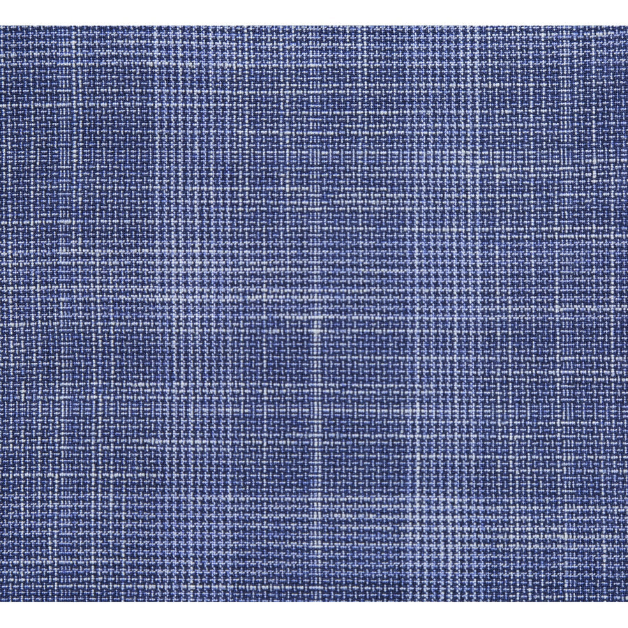 "Light Blue Slim Fit Men's Suit - Two Button, Summer Plaid Windowpane" - 46 Long