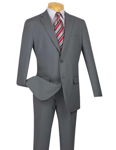 Men's 2 Button Cheap Priced Slim Fit Suit With Flat Front Pant Gray Cheap Suits For Men - L or Large