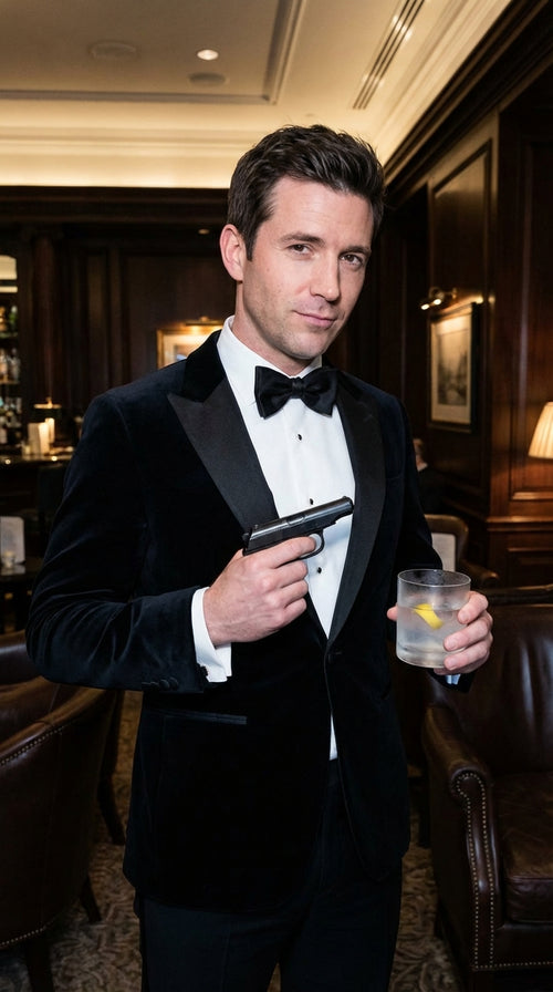 Mens Black Tuxedo Blazer – James Bond Inspired 007 Style Formal Dinner Jacket for Wedding and Evening Wear