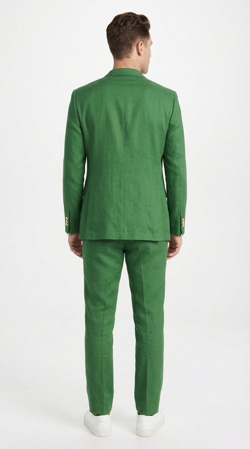 Men’s Emerald Green Suit Set – Lightweight Summer Blazer and Pants, Casual Formal Summer Suit, Breathable Wedding Party Outfit