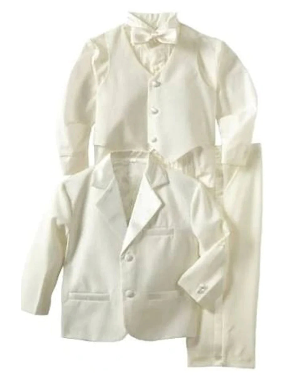 "Boys 5 Piece 2 Button Tuxedo Suit in Ivory"