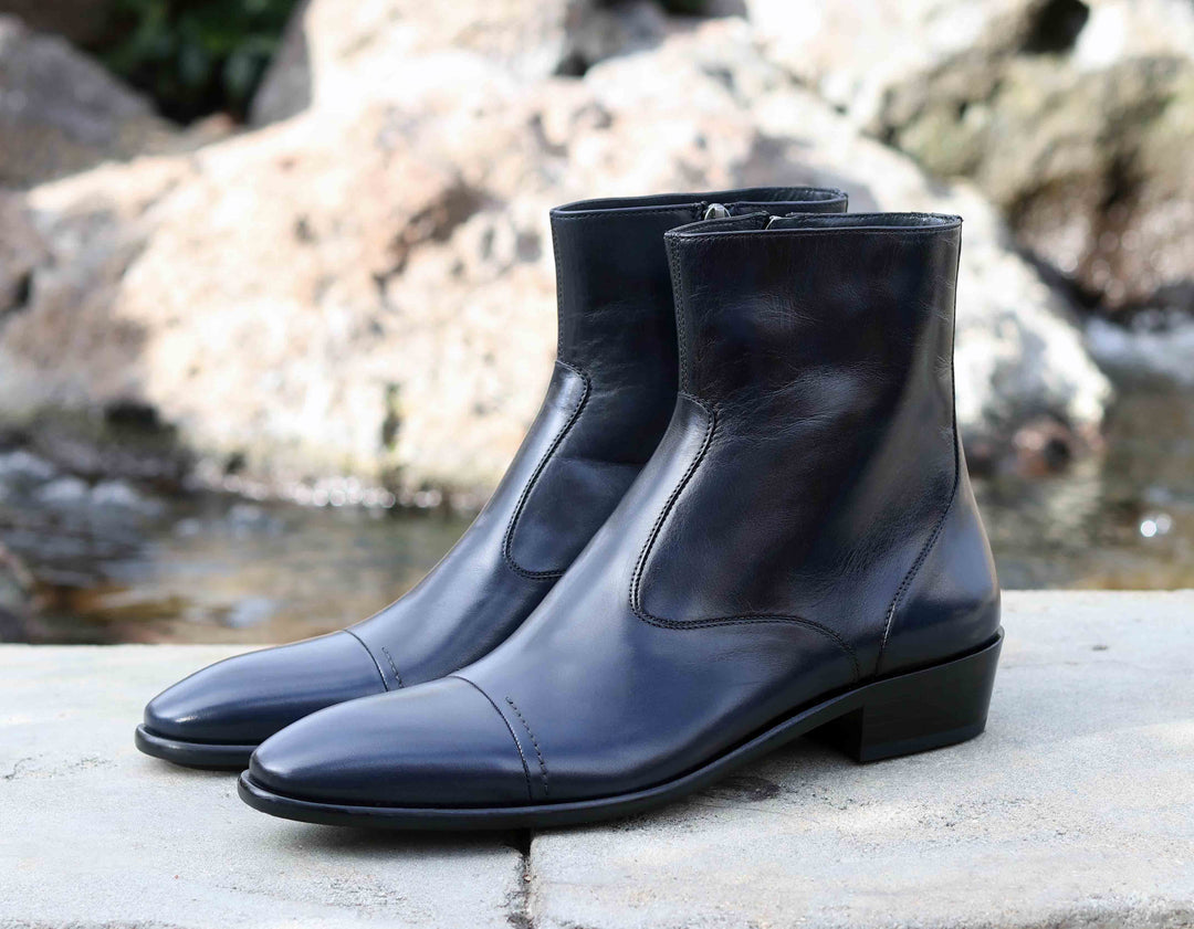 Corrente 1547 Burnished Calfskin Slip-On Boot - Navy - Navy - Size 13
