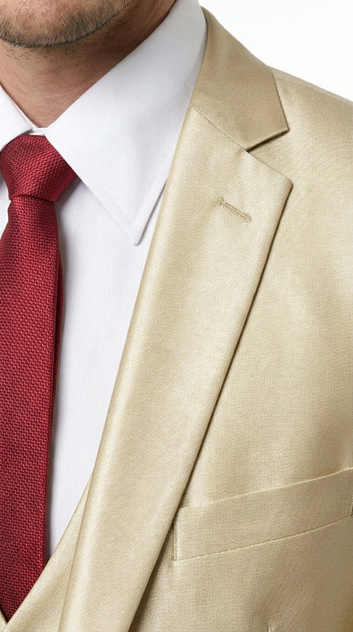 Men’s Champagne Wedding Suit with Jacket, Vest and Pants, Summer Formal Dress Suit