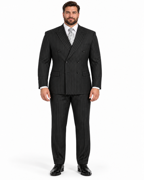 Black Pinstripe Suit - Gangster Suit - 1920's Suit - Double Breasted Suit