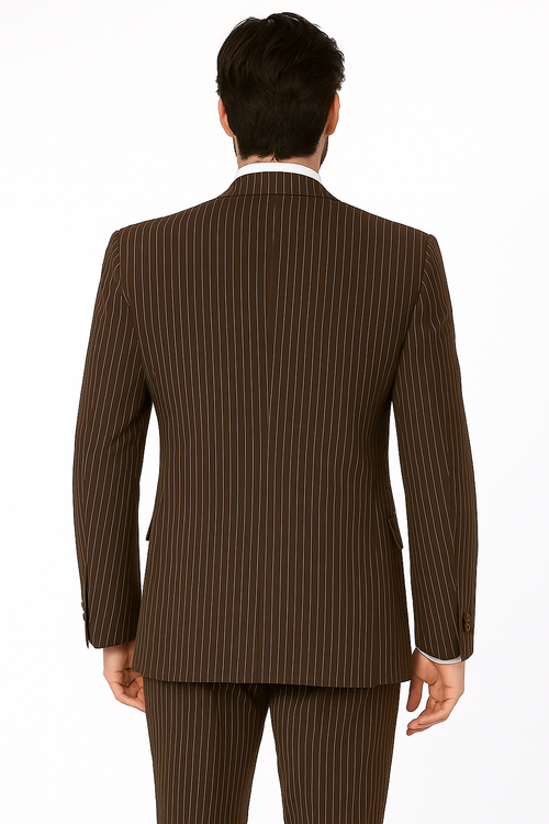 1920s Mens Suit - 1920s Mens Outfit - 1920s costume Bold Pinstripe Wide Suit in Brown - New Arrival